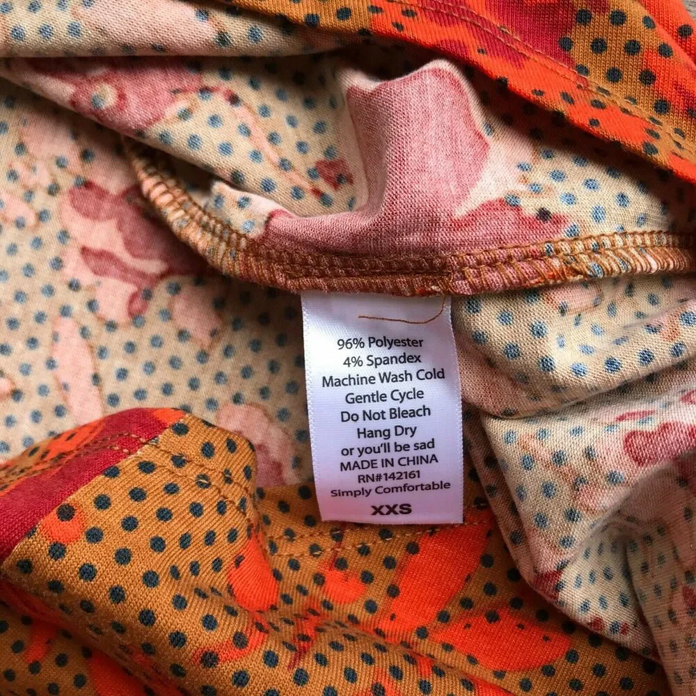 LuLaRoe Orange Brown Red Blue Irma Top Tunic XXS NEW NWT Polka Dot - Picture 8 of 8